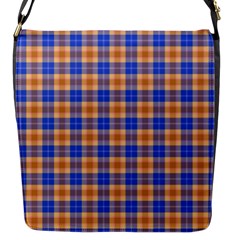 Orange Blue Plaid Flap Closure Messenger Bag (s)