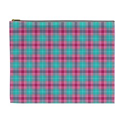 Blue Pink Plaid Cosmetic Bag (xl) by snowwhitegirl