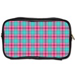 Blue Pink Plaid Toiletries Bag (One Side) Front