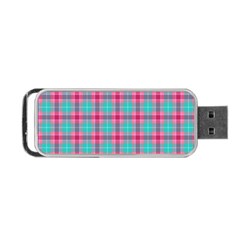 Blue Pink Plaid Portable Usb Flash (one Side)