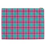 Blue Pink Plaid Cosmetic Bag (XXL) Back