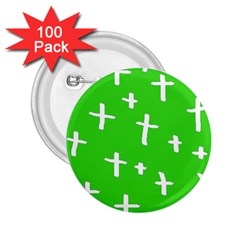 Green White Cross 2 25  Buttons (100 Pack)  by snowwhitegirl
