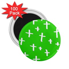 Green White Cross 2 25  Magnets (100 Pack)  by snowwhitegirl