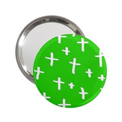Green White Cross 2 25  Handbag Mirrors