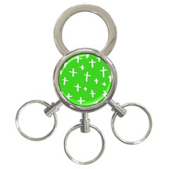 Green White Cross 3-ring Key Chains