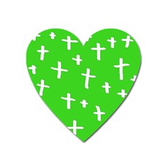 Green White Cross Heart Magnet