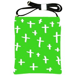 Green White Cross Shoulder Sling Bag by snowwhitegirl