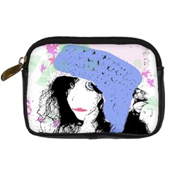 Girl With Hat Digital Camera Leather Case