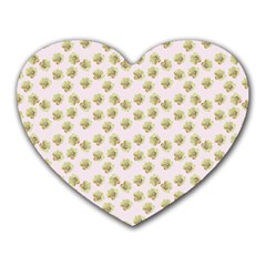 Antique Flowers Pink Heart Mousepads