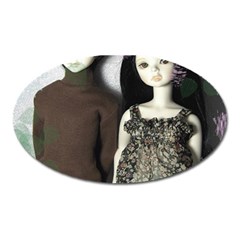 Dolls In The Grass Oval Magnet by snowwhitegirl