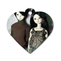 Dolls In The Grass Dog Tag Heart (two Sides)