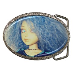 Blue Hair Boy Belt Buckles by snowwhitegirl