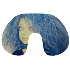 Blue Hair Boy Travel Neck Pillows by snowwhitegirl