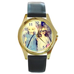  Round Gold Metal Watch