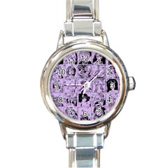 Lilac Yearbook 1 Round Italian Charm Watch