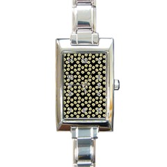 Antique Flowers Black Rectangle Italian Charm Watch