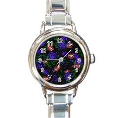 Blue Rose Vampire Round Italian Charm Watch