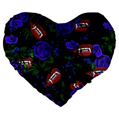 Blue Rose Vampire Large 19  Premium Flano Heart Shape Cushions