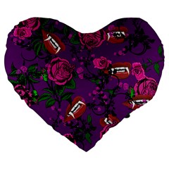 Purple  Rose Vampire Large 19  Premium Heart Shape Cushions