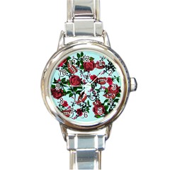 Light Blue Rose Vampire Round Italian Charm Watch by snowwhitegirl