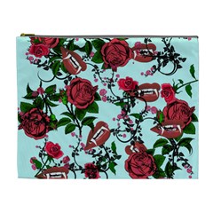 Light Blue Rose Vampire Cosmetic Bag (xl) by snowwhitegirl