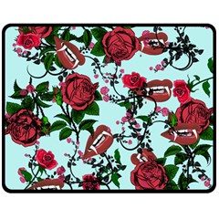 Light Blue Rose Vampire Double Sided Fleece Blanket (medium)  by snowwhitegirl