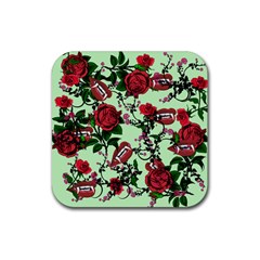 Green Rose Vampire Rubber Coaster (square)  by snowwhitegirl