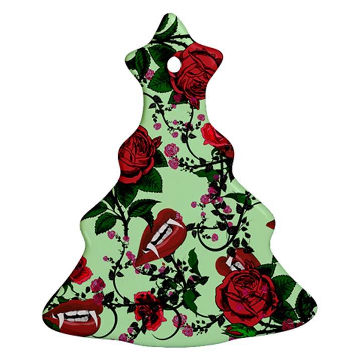 Green Rose Vampire Christmas Tree Ornament (Two Sides)