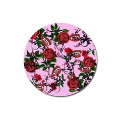 Pink Rose Vampire Magnet 3  (round)