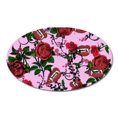 Pink Rose Vampire Oval Magnet by snowwhitegirl