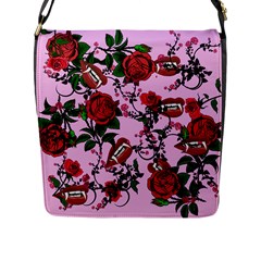 Pink Rose Vampire Flap Closure Messenger Bag (l) by snowwhitegirl