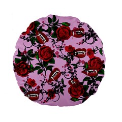 Pink Rose Vampire Standard 15  Premium Flano Round Cushions by snowwhitegirl