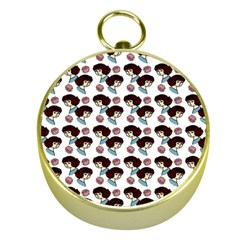 Redhead Girl Pattern Gold Compasses