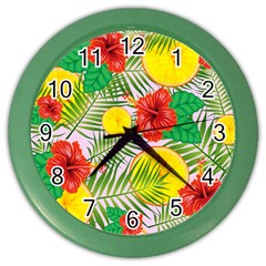 Orange Tropics Pink Color Wall Clock