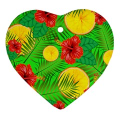 Orange Tropics Green Ornament (heart)