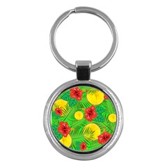 Orange Tropics Green Key Chains (round)  by snowwhitegirl