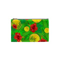 Orange Tropics Green Cosmetic Bag (small)