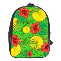 Orange Tropics Green School Bag (large)
