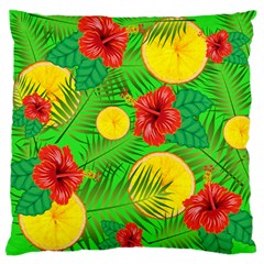 Orange Tropics Green Large Flano Cushion Case (two Sides) by snowwhitegirl