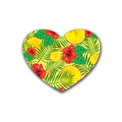 Orange Tropics Yellow Heart Coaster (4 Pack)  by snowwhitegirl