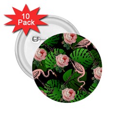 Flamingo Floral Black 2 25  Buttons (10 Pack) 