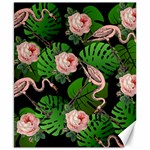 Flamingo Floral Black Canvas 8  x 10  8.15 x9.66  Canvas - 1