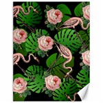 Flamingo Floral Black Canvas 12  x 16   11.86 x15.41  Canvas - 1