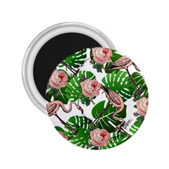 Flamingo Floral White 2 25  Magnets by snowwhitegirl