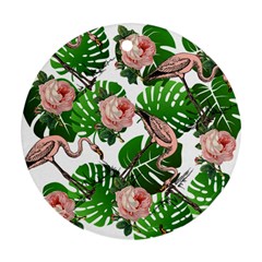 Flamingo Floral White Ornament (round)