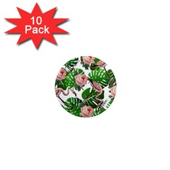 Flamingo Floral White 1  Mini Magnet (10 pack) 