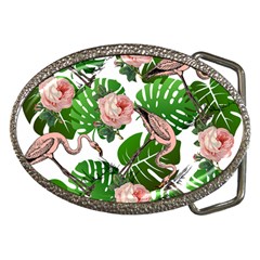 Flamingo Floral White Belt Buckles