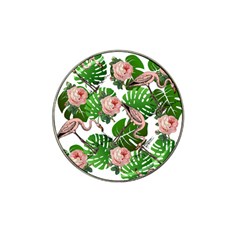 Flamingo Floral White Hat Clip Ball Marker (4 pack)