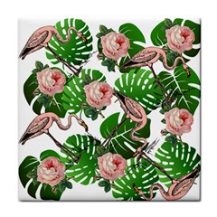 Flamingo Floral White Face Towel