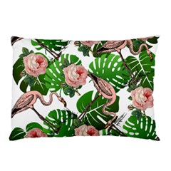 Flamingo Floral White Pillow Case by snowwhitegirl